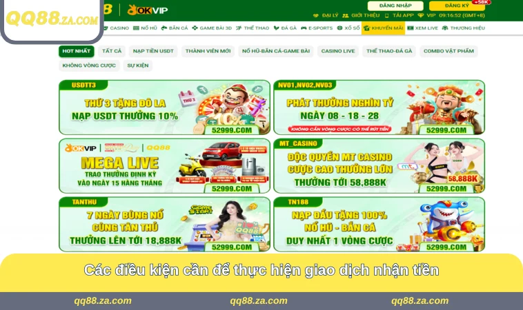 Các điều kiện cần để thực hiện giao dịch nhận tiền